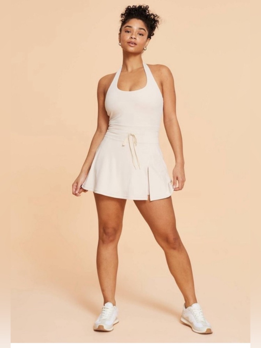 NWT Blogilates -Game Set Match Halter Active Dress Light Taupe Cream 2X